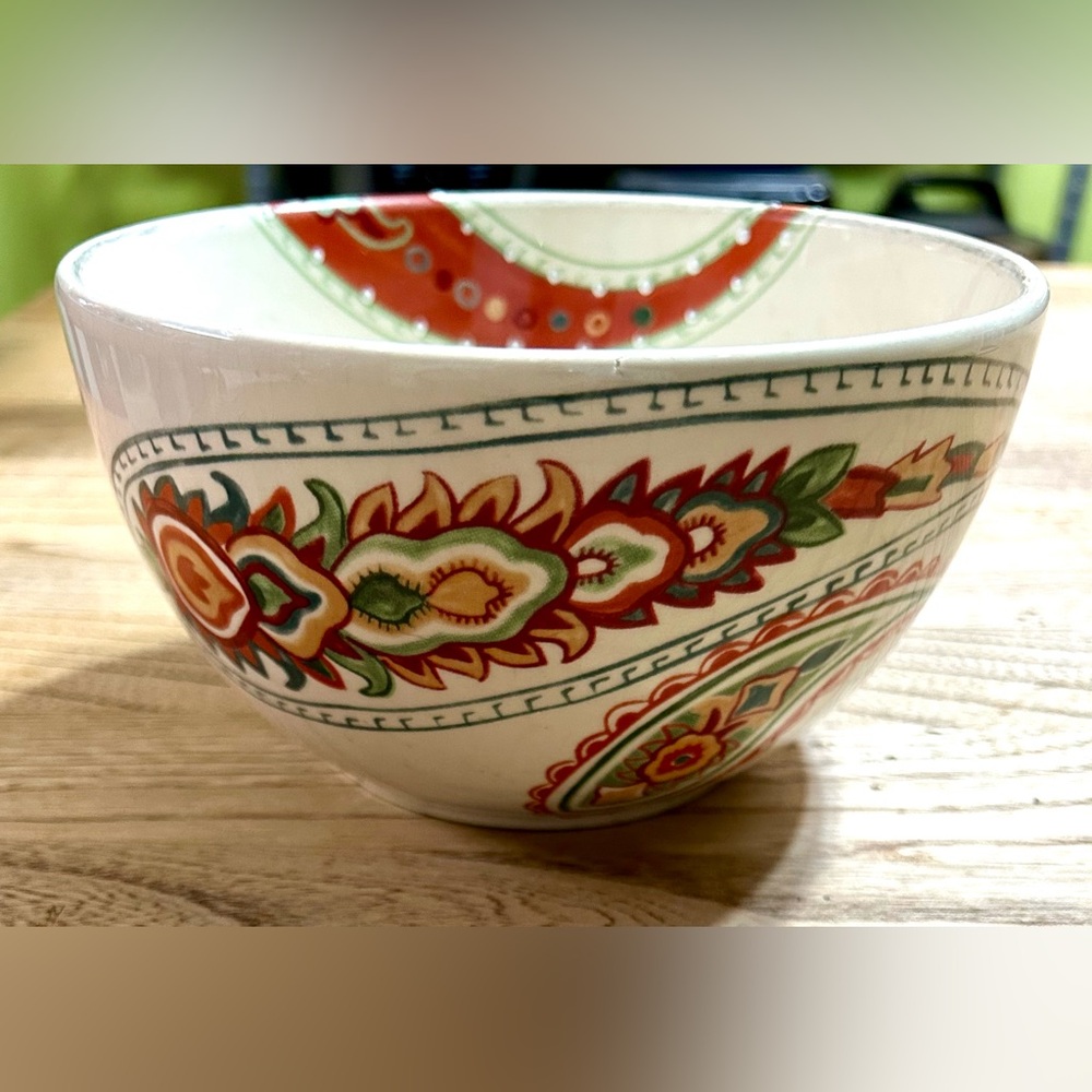 Red and Green  Multi Paisley 6” bowl